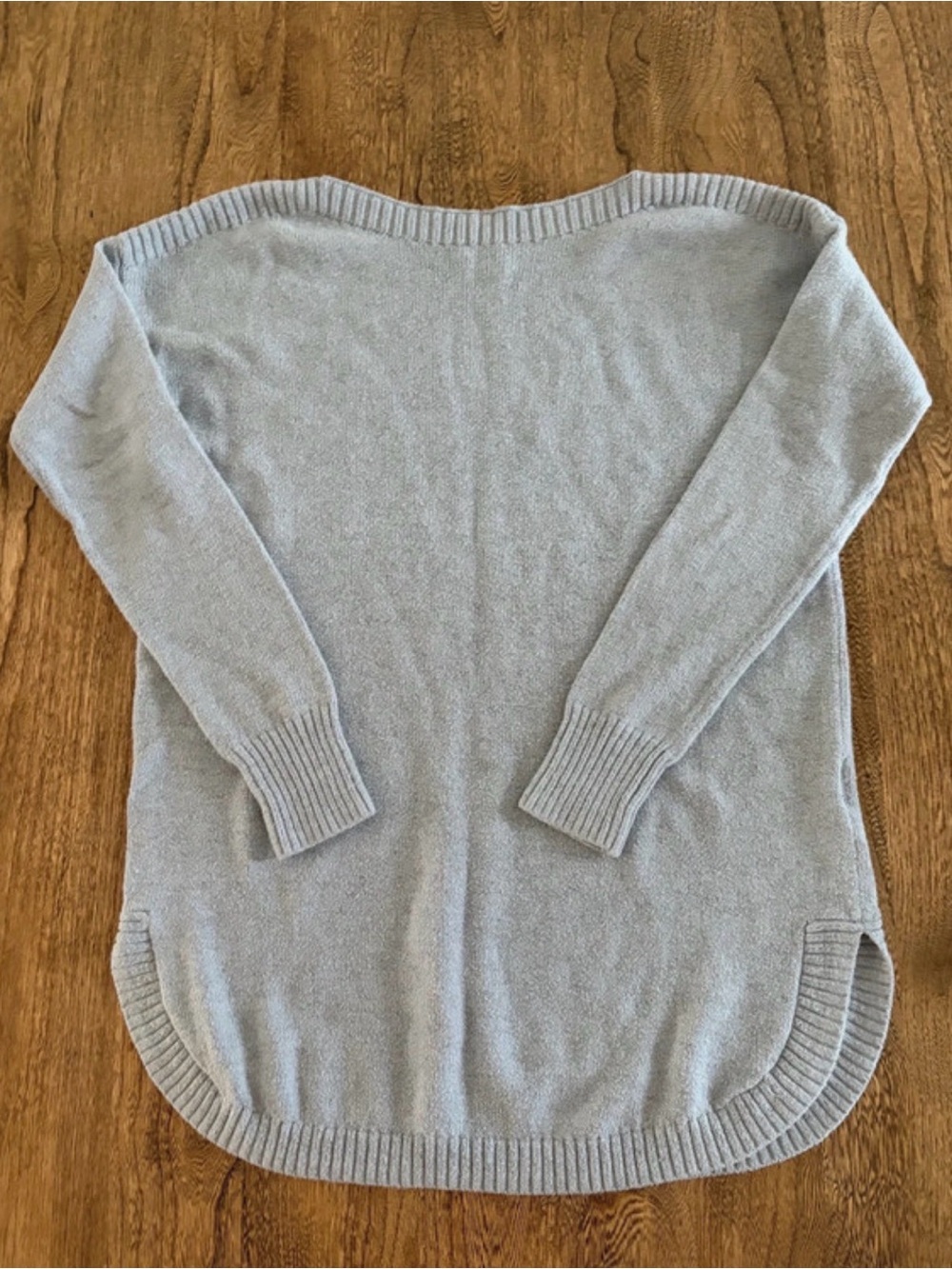 XS 25” long sweater blue gray women’s boatneck long sleeve cozy top